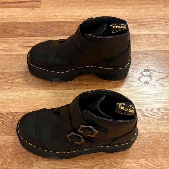 Dr. Martens Women’s Devon Flower Buckle Leather Platform Boots - Picture 6 of 12